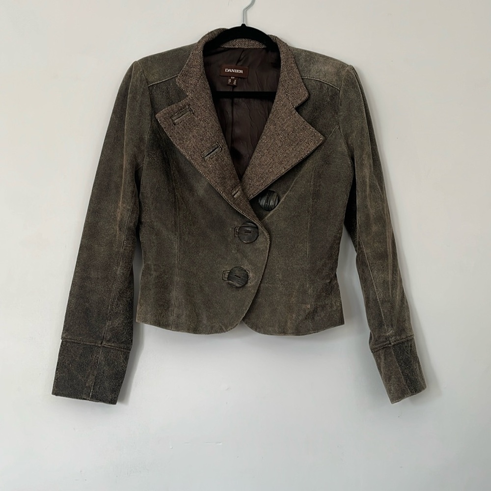 Danier Cropped Suede Leather Jacket